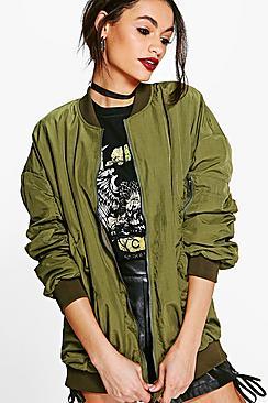 Boohoo Annabelle Parachute Stitch Zip Through Bomber