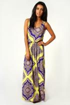 Boohoo Petite Rosie Neon Paisley Twist Back Maxi Dress Multi