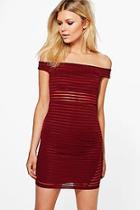 Boohoo Petite Rosie Burn Out Bardot Bodycon Dress