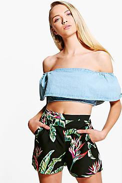 Boohoo Zoe Palm Print Shorts