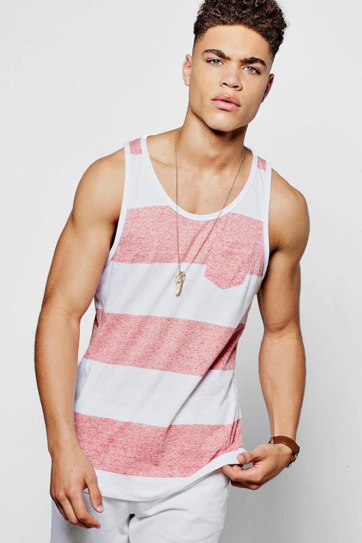 Boohoo Wide Stripe Tank Top Red