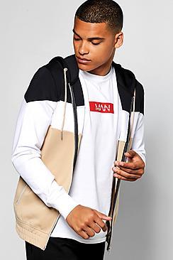 Boohoo Hooded Track Top With Colour Block