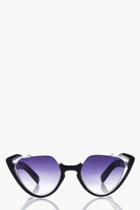 Boohoo Lyla Clear Insert Cat Eye Black Sunglasses Black