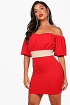 Boohoo Off The Shoulder Puff Sleeve Mini Dress