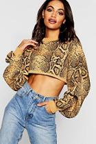 Boohoo Snake Box Crop Knitted Jumper