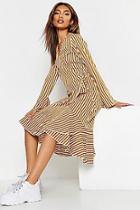 Boohoo Flare Sleeve Wrap Midi Dress