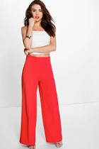 Boohoo Isabel High Waist Pin Tuck Kick Flare Trousers Poppy