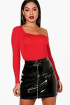 Boohoo Callie Wide Open Neck Long Sleeve Top