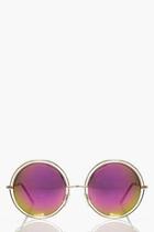 Boohoo Ellie Cut Out Mirrored Round Sunglasses