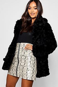 Boohoo Petite Textured Luxe Faux Fur Coat
