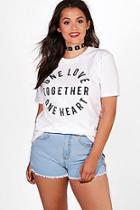 Boohoo Charity Plus 'one Love Together' Slogan T Shirt