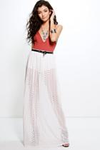 Boohoo Millie Festival Crochet Lace Maxi Skirt Ivory
