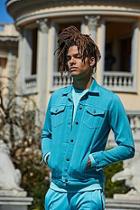 Boohoo French Montana Turquoise Denim Jacket