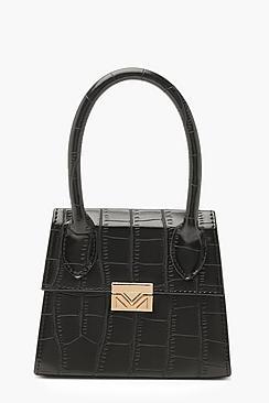 Boohoo Croc Micro Mini Structured Handle Grab Bag