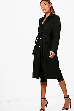 Boohoo Hannah Belted Wool Look Coat