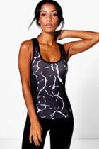 Boohoo Mae Fit Performance Marble Running Tank Top Multi