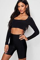 Boohoo Aria V Neck Double Layer Slinky Crop