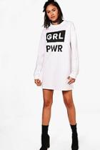 Boohoo Rose Grl Pwr Slogal Sweat Dress
