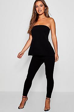 Boohoo Petite Lily Bandeau Side Split Tailored Trouser Co-ord