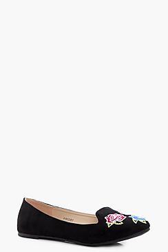 Boohoo Iris Embroidered Slipper Ballet