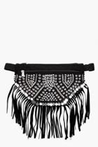 Boohoo Olivia Fringed Stud & Coin Bumbag Black