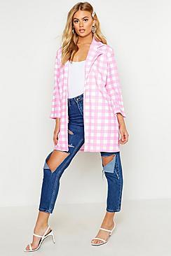 Boohoo Check Collar Duster