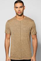 Boohoo Raw Edge Space Dye T Shirt Sand