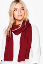 Boohoo Lucy Super Soft Extra Long Knit Scarf Wine