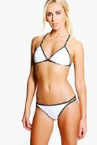 Boohoo Mykonos Cross Stitch Triangle Bikini White