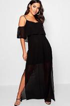 Boohoo Chiffon Cold Shoulder Maxi Dress
