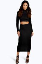 Boohoo Imogen Basic Viscose Longline Skirt Black