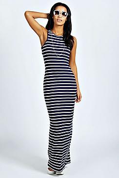 Boohoo Darcey Striped Cut Away Maxi Dress