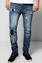 Boohoo Distressed Skinny Ripped Jeans Indigo