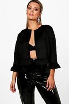 Boohoo Plus Alisha Suede Ruffle Hem Jacket