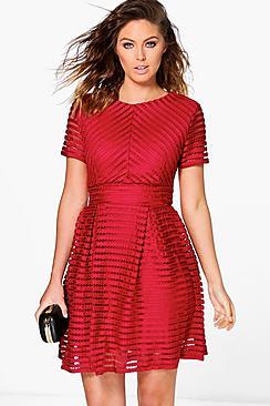 Boohoo Margo Cap Sleeve Panelled Skater Dress