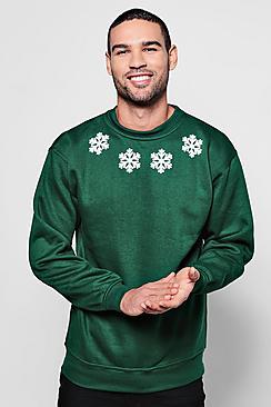 Boohoo Christmas Snow Flake Crew Neck Jumper