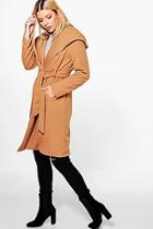 Boohoo Zoe Oversized Wrap Jacket With Shawl Hood