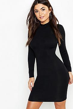 Boohoo Jersey Roll Neck Bodycon Dress