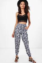 Boohoo Thea Palm Print Woven Joggers