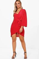 Boohoo Plus Batwing One Shoulder Dress