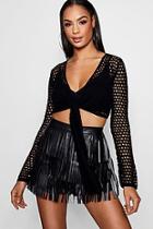 Boohoo Frankie Crochet Tie Front Top