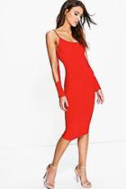 Boohoo Jaclyn Slinky Open Sleeve Detail Midi Dress