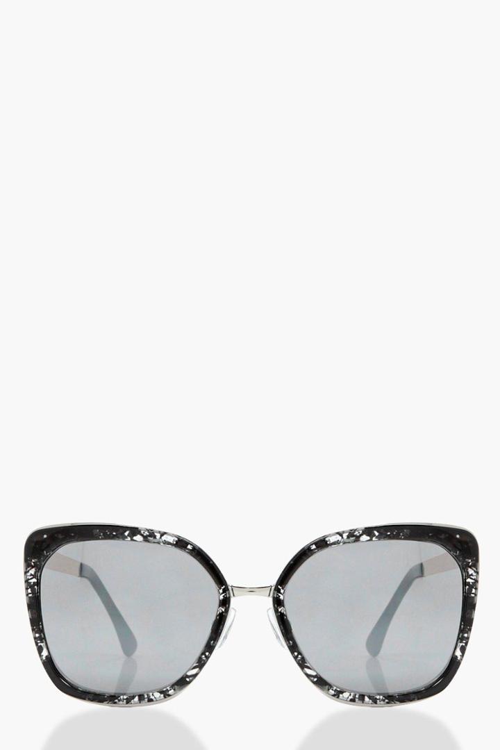 Boohoo Lois Marbled Frame Effect Sunglasses Black