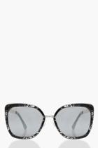Boohoo Lois Marbled Frame Effect Sunglasses Black
