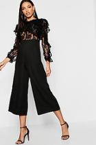 Boohoo All Over Lace Ruffle Culotte Jumpsuit
