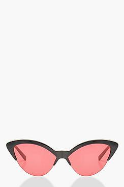 Boohoo Megan Half Frame Cat Eye Sunglasses