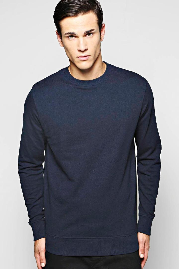 Boohoo Cotton Pique Sweatshirt Navy