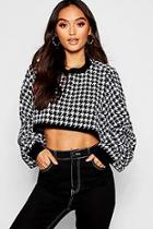Boohoo Petite Dogtooth Check Cropped Jumper