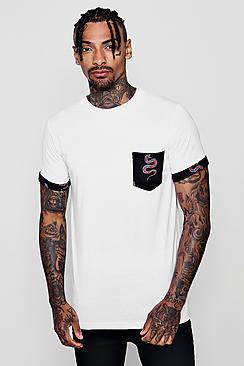 Boohoo Snake Print Pocket T-shirt
