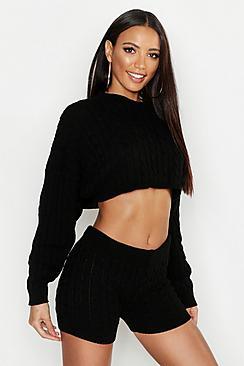 Boohoo Cropped Knitted Jumper & Short Co-ord